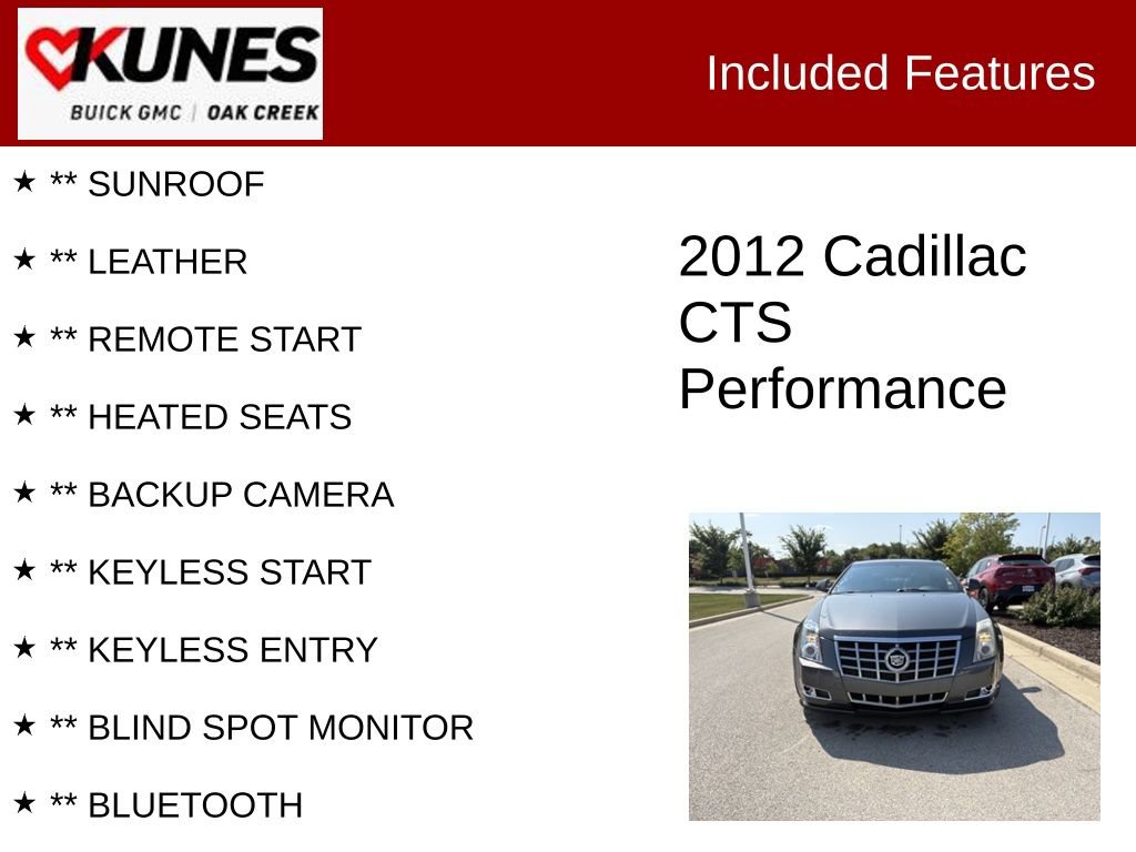 Used 2012 Cadillac CTS Coupe Performance Collection with VIN 1G6DJ1E35C0156730 for sale in Oak Creek, WI