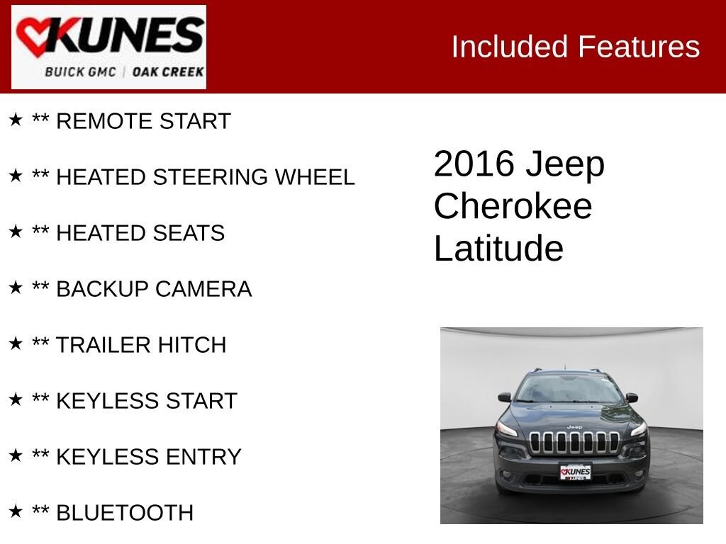 Used 2016 Jeep Cherokee Latitude 4x4 SUV