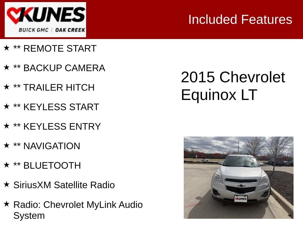 Used 2015 Chevrolet Equinox 1LT with VIN 2GNFLFE30F6181177 for sale in Oak Creek, WI