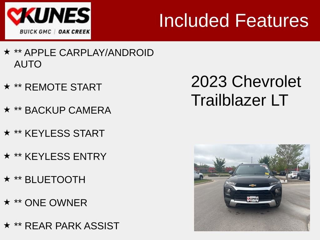 Used 2023 Chevrolet TrailBlazer LT with VIN KL79MRSL5PB183091 for sale in Oak Creek, WI