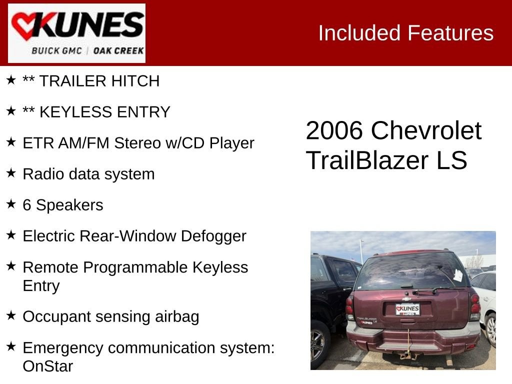 Used 2006 Chevrolet TrailBlazer LS with VIN 1GNDT13S862163740 for sale in Oak Creek, WI