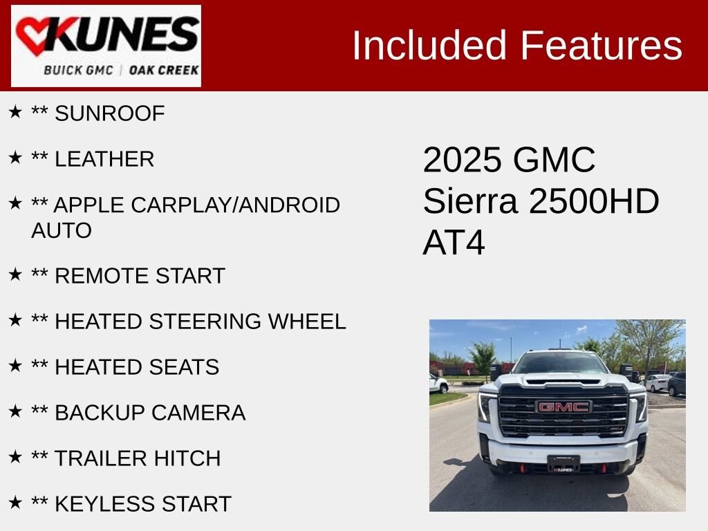 Used 2025 GMC Sierra 2500HD AT4 with VIN 1GT4UPEY2SF198111 for sale in Oak Creek, WI