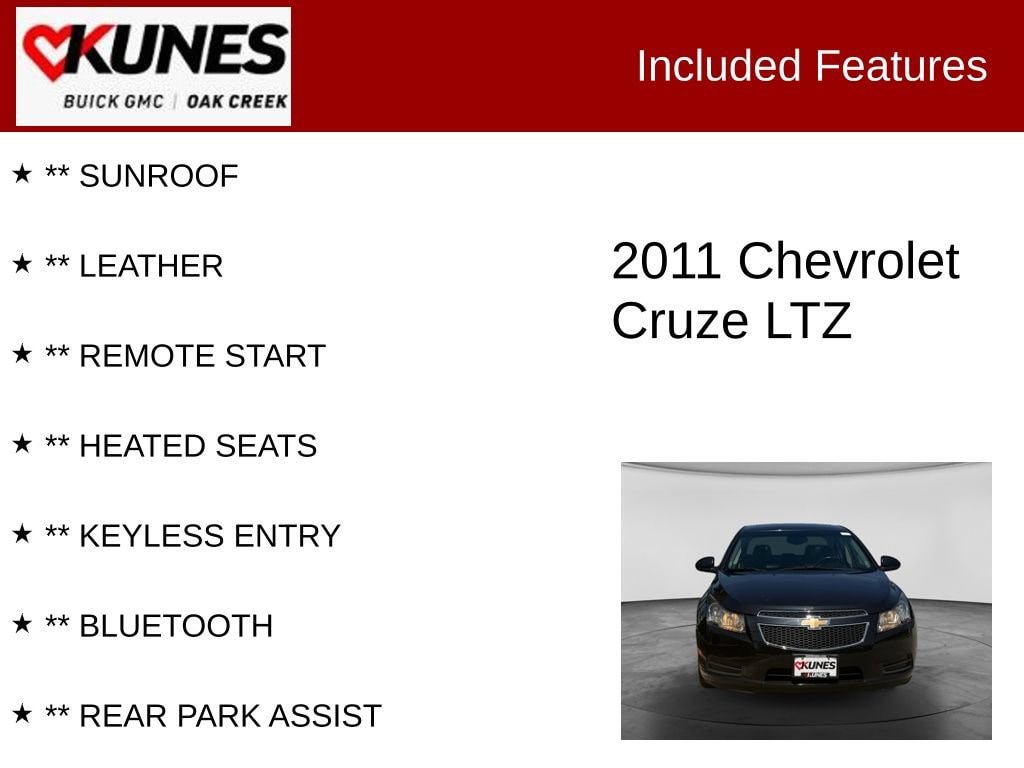 Used 2011 Chevrolet Cruze LTZ with VIN 1G1PH5S90B7138656 for sale in Oak Creek, WI