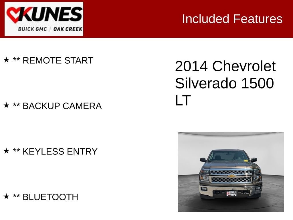 Used 2014 Chevrolet Silverado 1500 LT with VIN 1GCVKREC7EZ254833 for sale in Oak Creek, WI