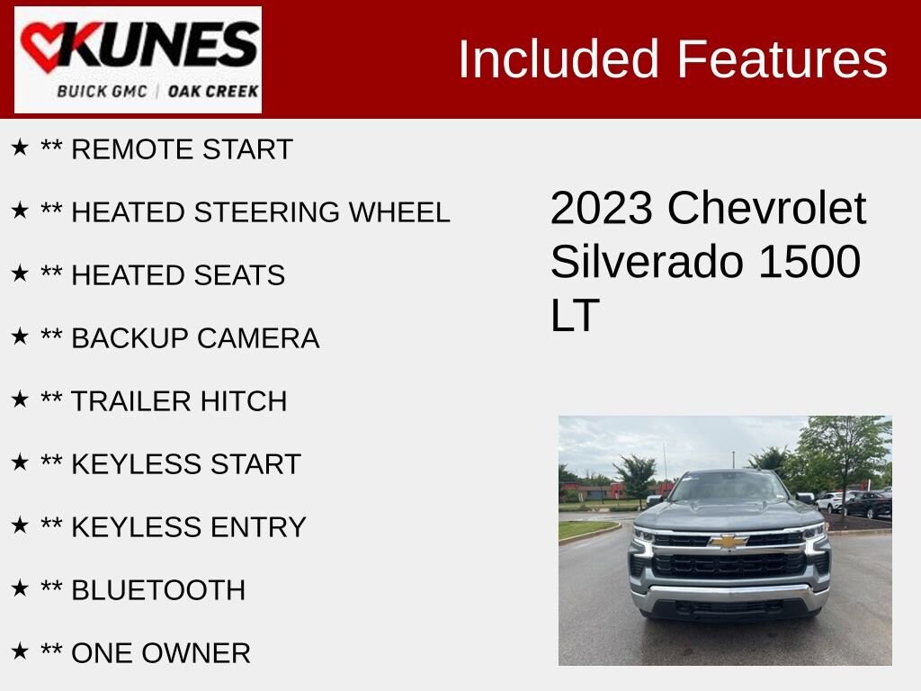 Used 2023 Chevrolet Silverado 1500 LT with VIN 1GCPDKEK9PZ210191 for sale in Oak Creek, WI