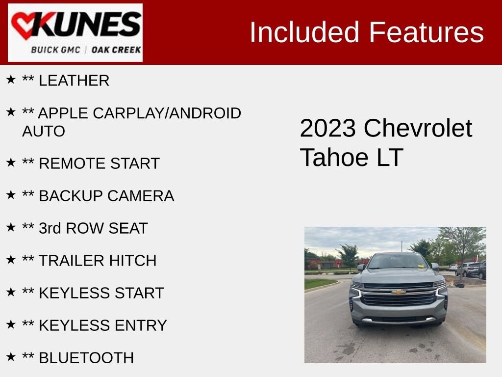 Used 2023 Chevrolet Tahoe LT with VIN 1GNSKNKD3PR193242 for sale in Oak Creek, WI