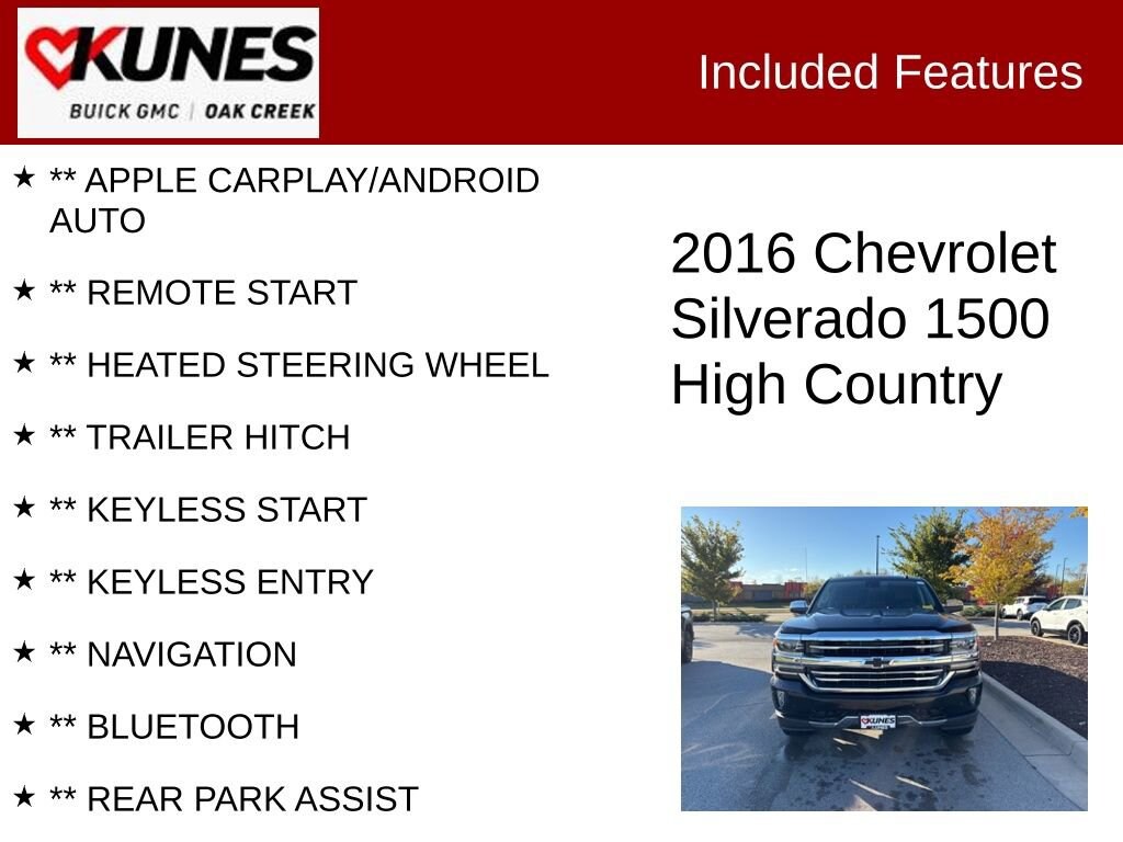 Used 2016 Chevrolet Silverado 1500 High Country Truck Crew Cab