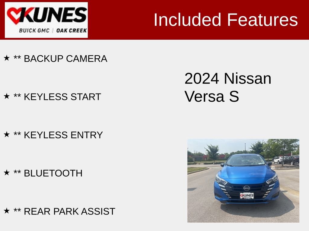 Used 2024 Nissan Versa Sedan S with VIN 3N1CN8DV4RL889293 for sale in Oak Creek, WI