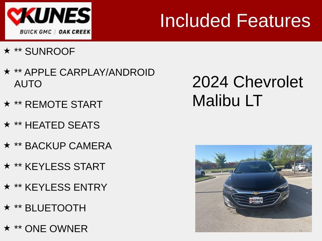Used 2024 Chevrolet Malibu 1LT with VIN 1G1ZD5ST2RF203765 for sale in Oak Creek, WI