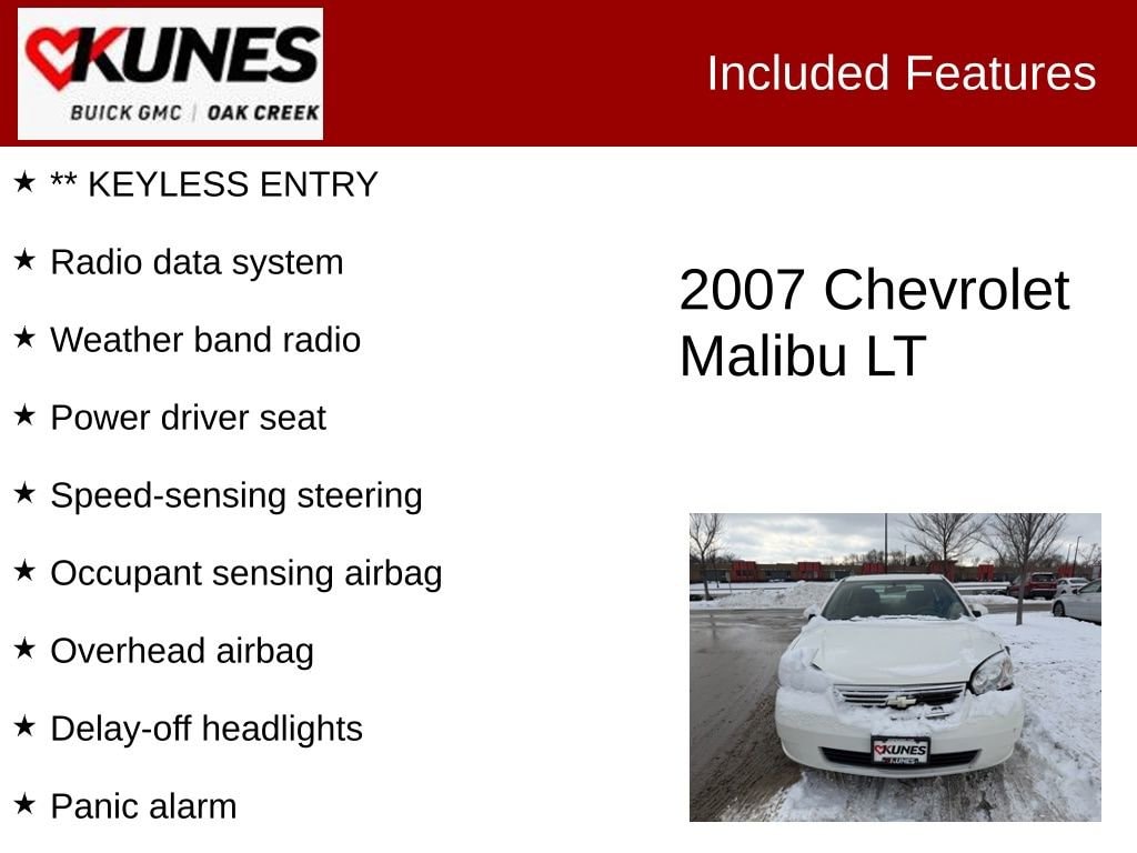 Used 2007 Chevrolet Malibu LT with VIN 1G1ZT58F67F162672 for sale in Oak Creek, WI
