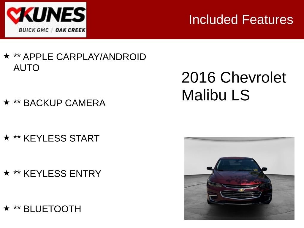 Used 2016 Chevrolet Malibu LS w/1LS Sedan