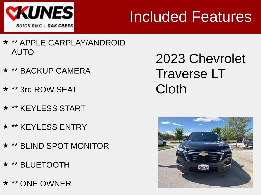 Used 2023 Chevrolet Traverse 1LT with VIN 1GNERGKW5PJ225595 for sale in Oak Creek, WI
