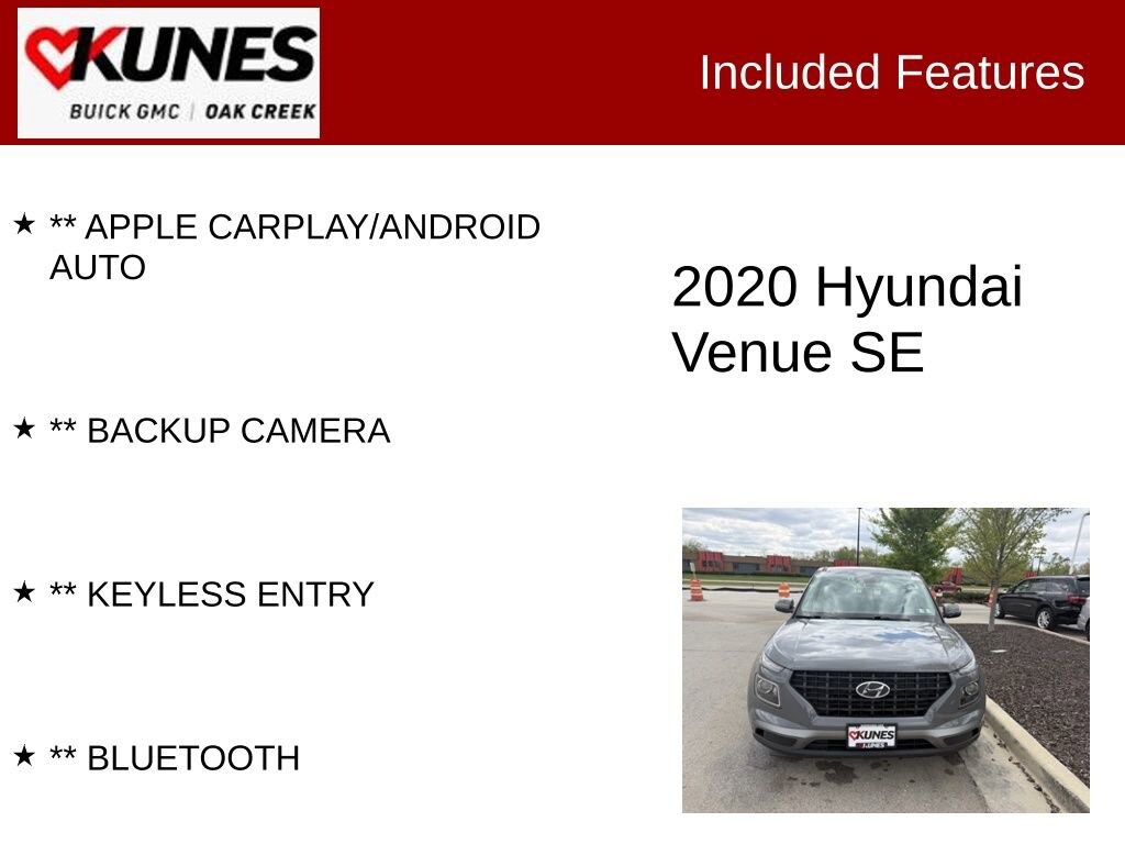 Used 2020 Hyundai Venue SE with VIN KMHRB8A30LU032223 for sale in Oak Creek, WI