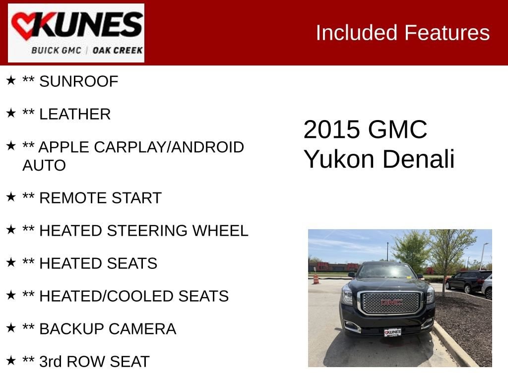 Used 2015 GMC Yukon Denali with VIN 1GKS2CKJ7FR292619 for sale in Oak Creek, WI
