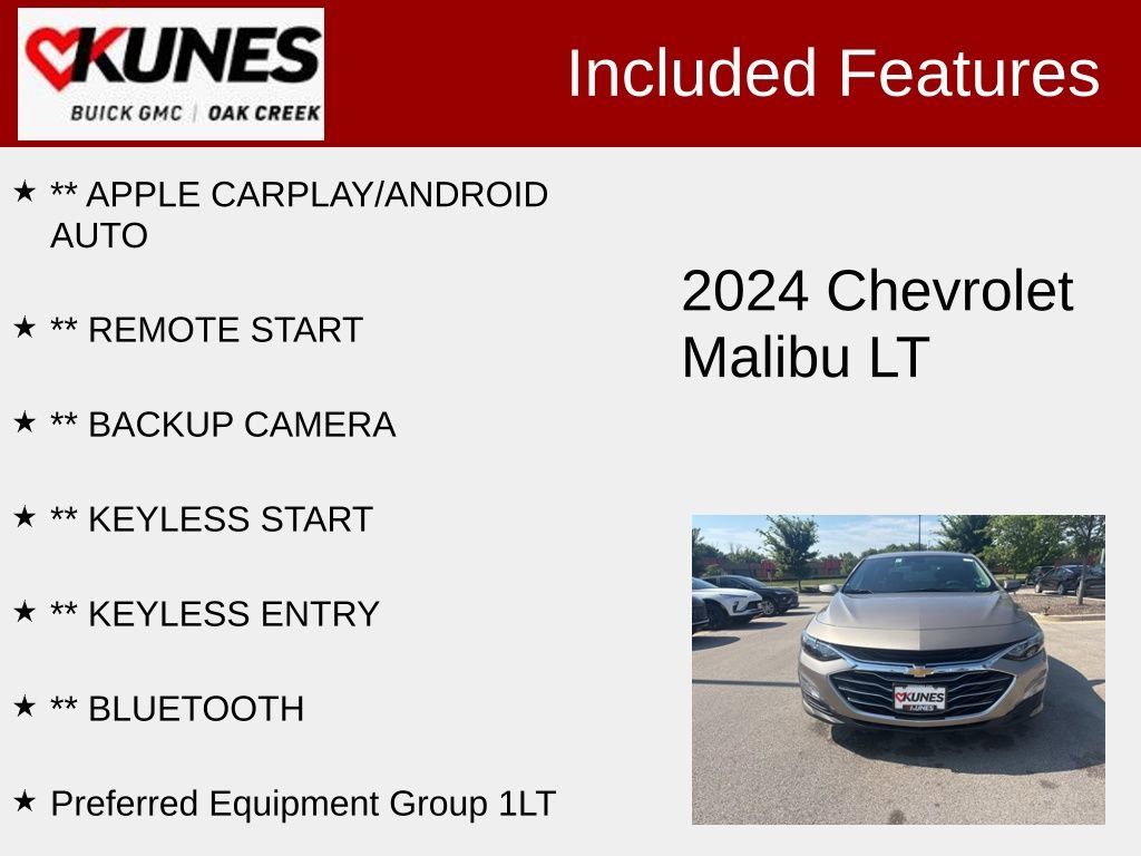 Used 2024 Chevrolet Malibu 1LT with VIN 1G1ZD5ST3RF174132 for sale in Oak Creek, WI