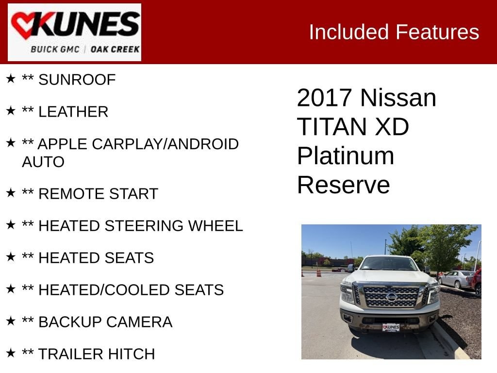 Used 2017 Nissan Titan XD Platinum Reserve with VIN 1N6BA1F43HN548303 for sale in Oak Creek, WI