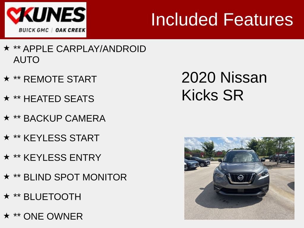 Used 2020 Nissan Kicks SR with VIN 3N1CP5DV2LL534901 for sale in Oak Creek, WI