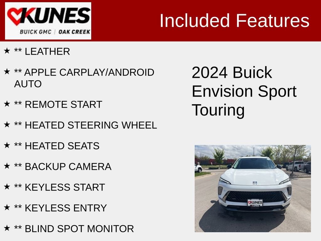 Used 2024 Buick Envision Sport Touring with VIN LRBFZPE44RD016050 for sale in Oak Creek, WI