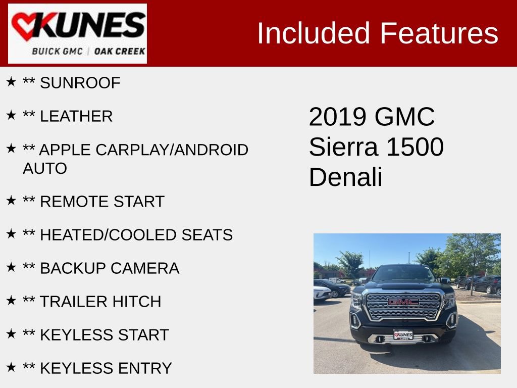 Used 2019 GMC Sierra 1500 Denali Denali with VIN 1GTU9FEL7KZ263680 for sale in Oak Creek, WI