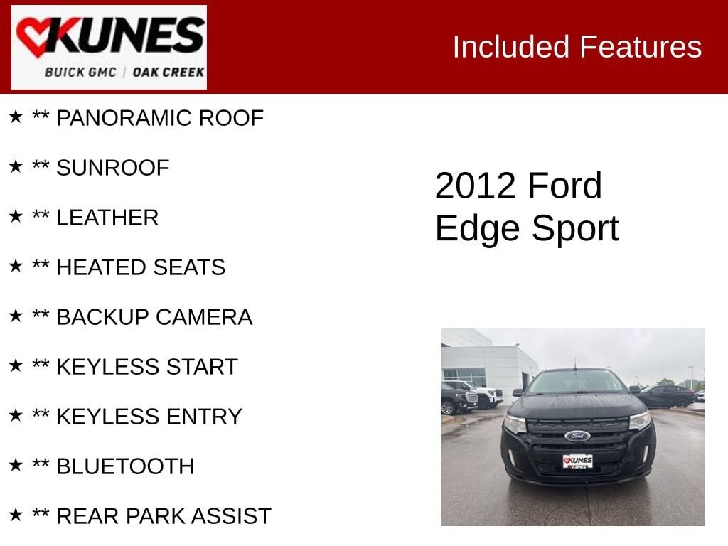 Used 2012 Ford Edge Sport with VIN 2FMDK3AK3CBA07925 for sale in Oak Creek, WI