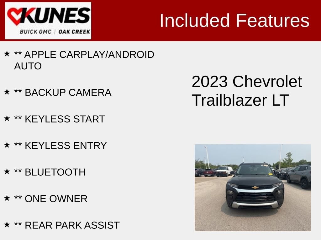Used 2023 Chevrolet TrailBlazer LT with VIN KL79MPS22PB213885 for sale in Oak Creek, WI