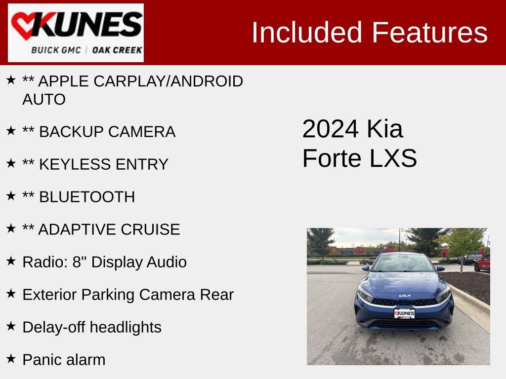 Used 2024 Kia Forte LXS with VIN 3KPF24ADXRE788075 for sale in Oak Creek, WI