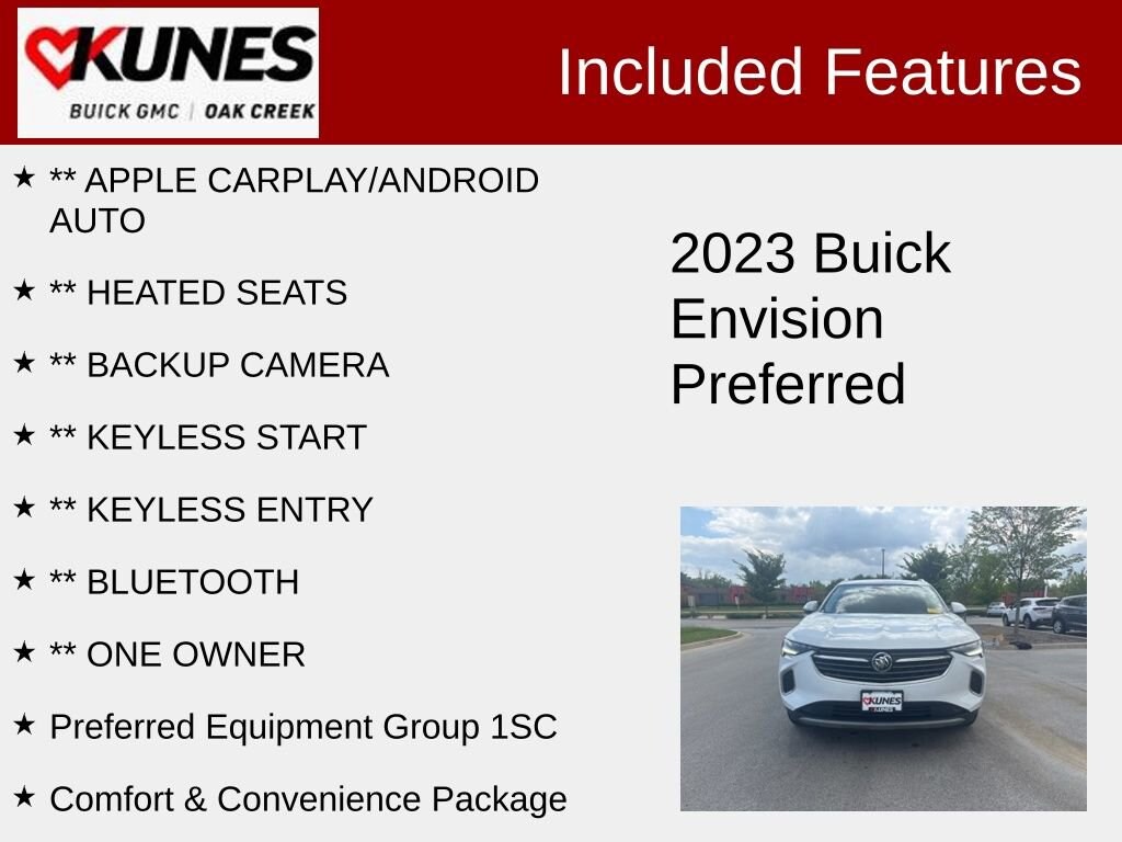 Used 2023 Buick Envision Preferred with VIN LRBAZLR44PD071902 for sale in Oak Creek, WI