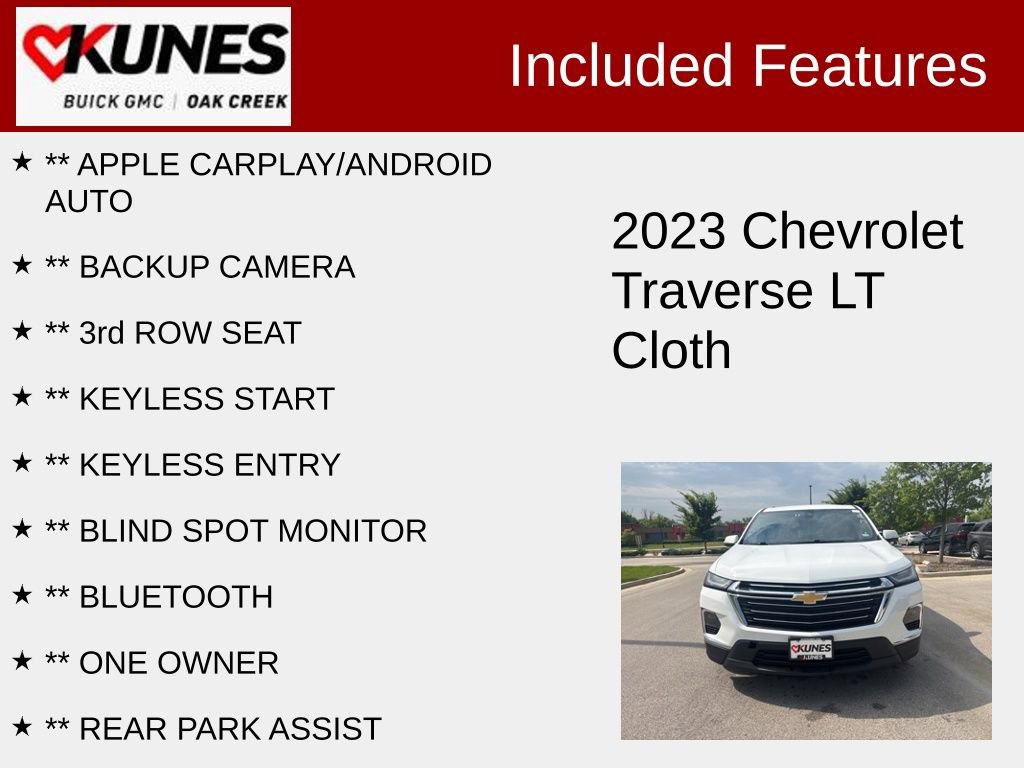 Used 2023 Chevrolet Traverse 1LT with VIN 1GNERGKW4PJ227502 for sale in Oak Creek, WI