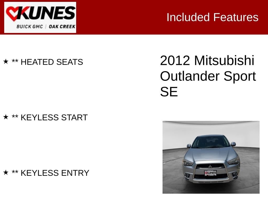 Used 2012 Mitsubishi Outlander Sport SE with VIN JA4AR4AU1CZ007410 for sale in Oak Creek, WI