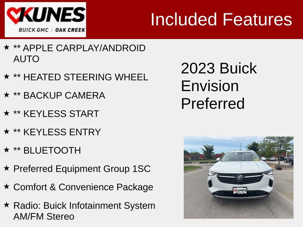 Used 2023 Buick Envision Preferred with VIN LRBAZLR47PD041406 for sale in Oak Creek, WI
