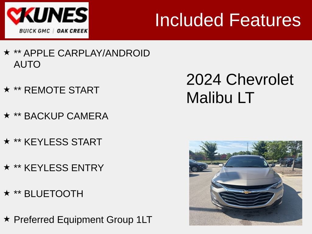 Used 2024 Chevrolet Malibu 1LT with VIN 1G1ZD5ST3RF213379 for sale in Oak Creek, WI