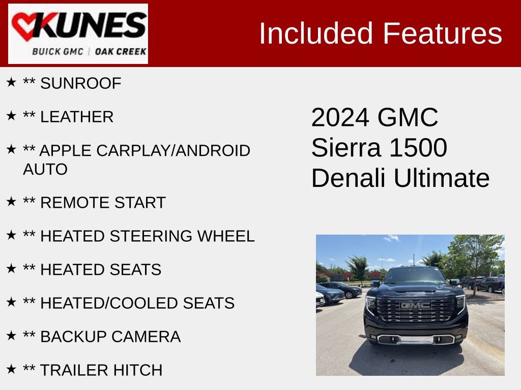 Used 2024 GMC Sierra 1500 Denali Denali Ultimate with VIN 1GTUUHELXRZ365446 for sale in Oak Creek, WI