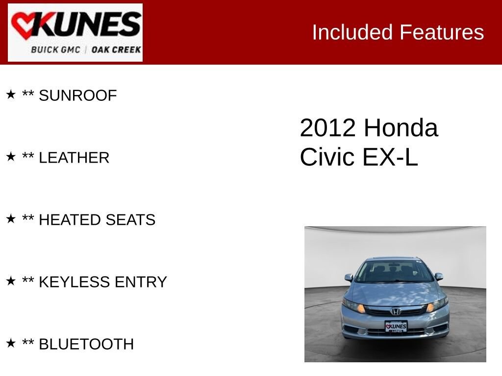 Used 2012 Honda Civic EX-L Sedan