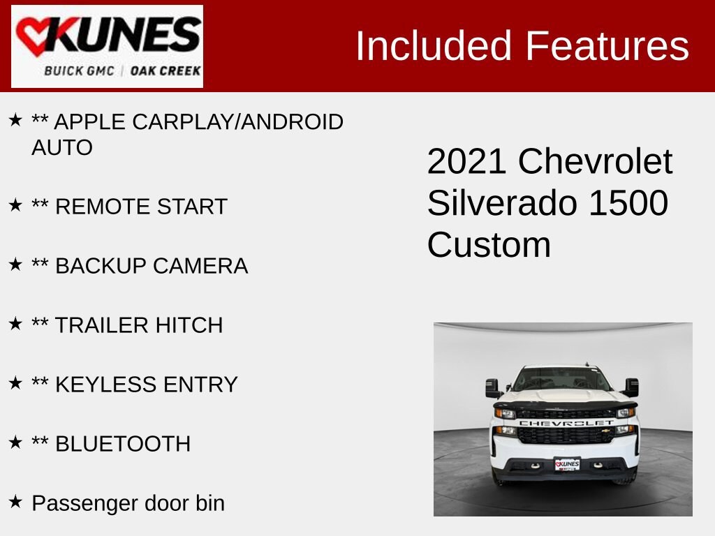 Used 2021 Chevrolet Silverado 1500 Custom Truck Crew Cab