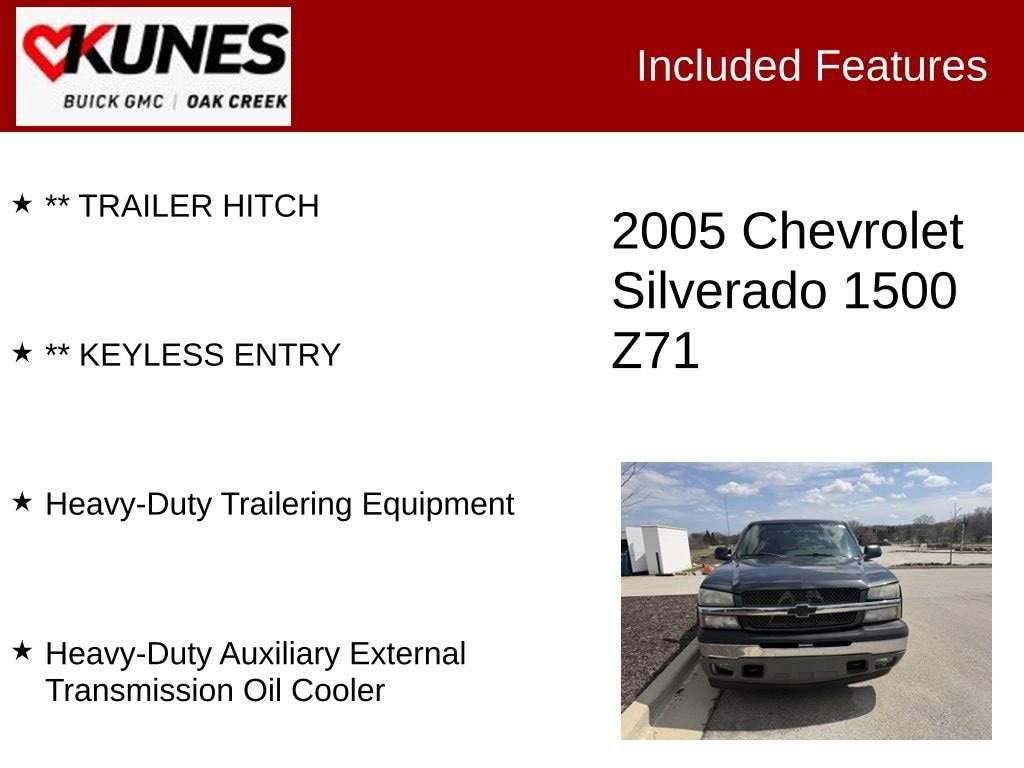Used 2005 Chevrolet Silverado 1500 Z71 with VIN 1GCEK19B65Z275126 for sale in Oak Creek, WI
