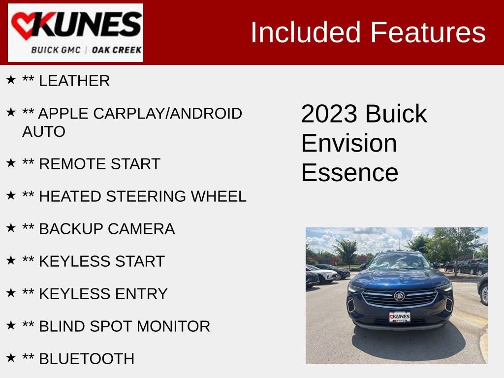 Used 2023 Buick Envision Essence with VIN LRBFZNR44PD033426 for sale in Oak Creek, WI
