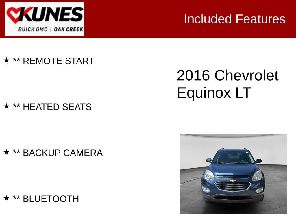 Used 2016 Chevrolet Equinox LT with VIN 2GNALCEK2G6173194 for sale in Oak Creek, WI