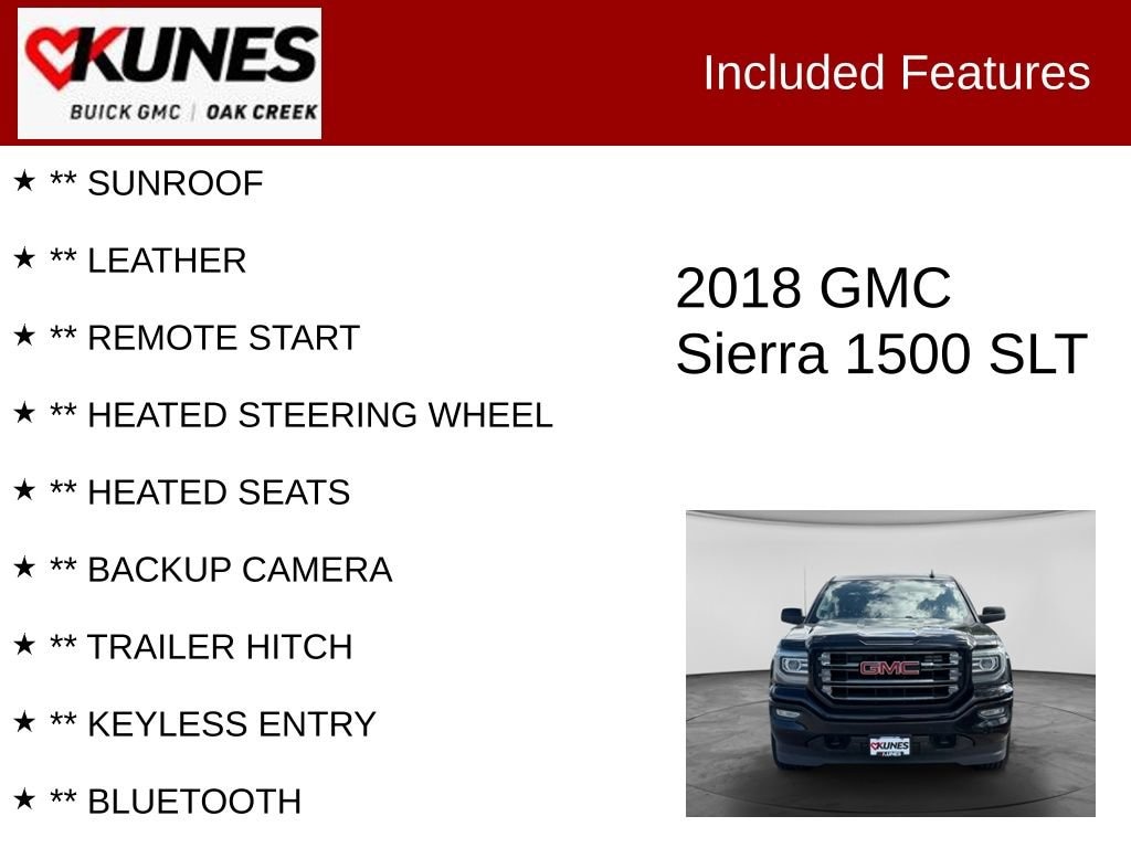 Used 2018 GMC Sierra 1500 SLT with VIN 3GTU2NEC6JG324367 for sale in Oak Creek, WI
