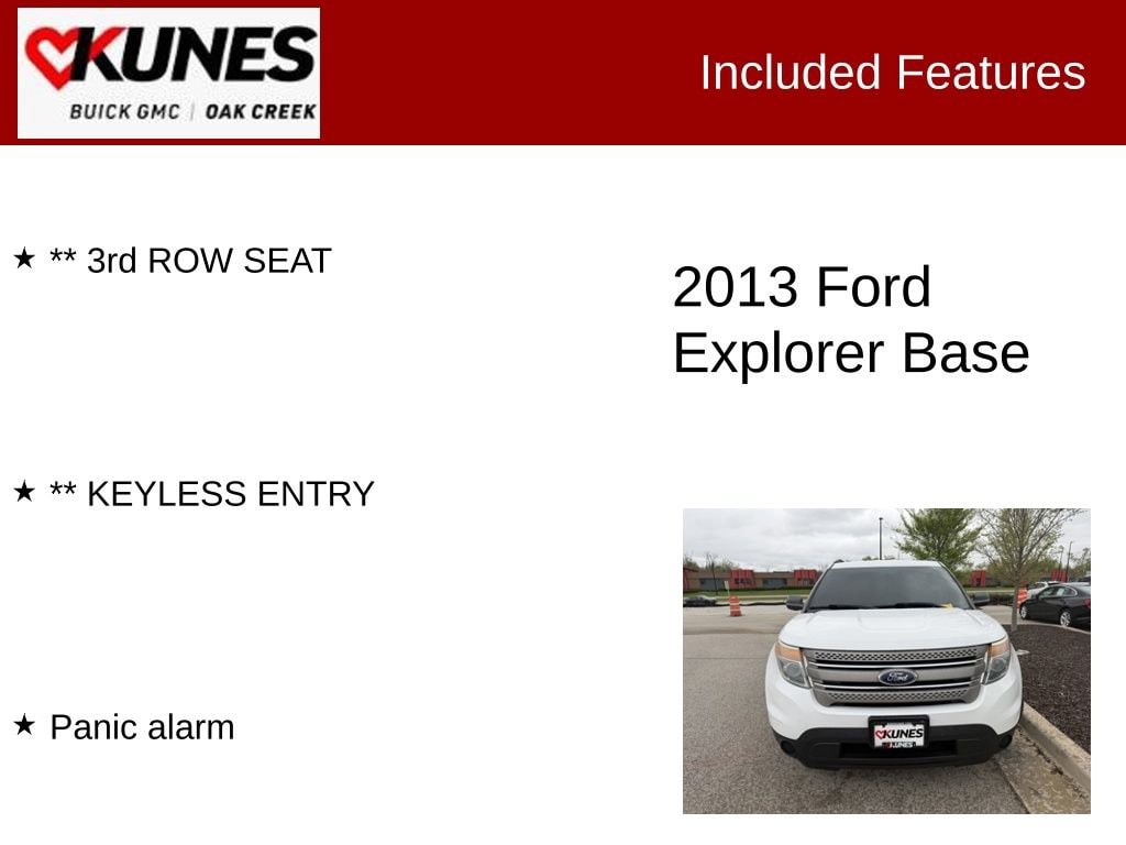 Used 2013 Ford Explorer Base with VIN 1FM5K8B89DGA94048 for sale in Oak Creek, WI