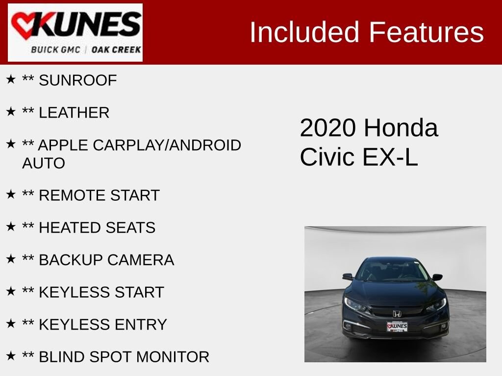 Used 2020 Honda Civic EX-L Sedan