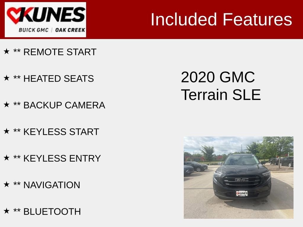 Used 2020 GMC Terrain SLE with VIN 3GKALTEV1LL338567 for sale in Oak Creek, WI