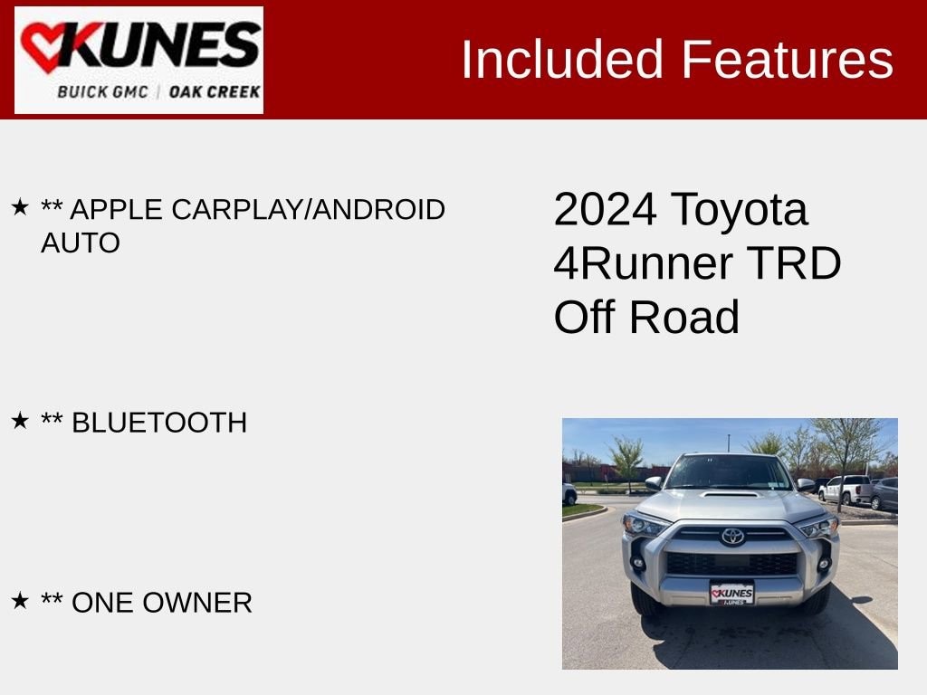 Used 2024 Toyota 4Runner Off-Road with VIN JTEPU5JRXR6283848 for sale in Oak Creek, WI