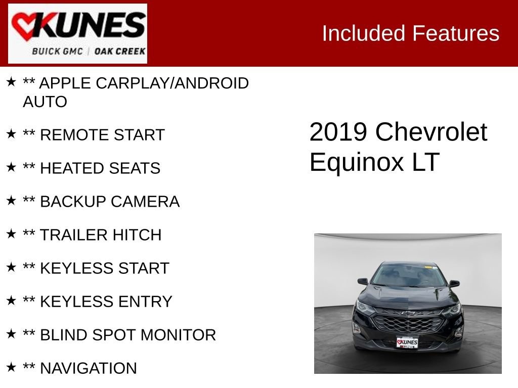 Used 2019 Chevrolet Equinox LT with VIN 2GNAXVEXXK6140691 for sale in Oak Creek, WI