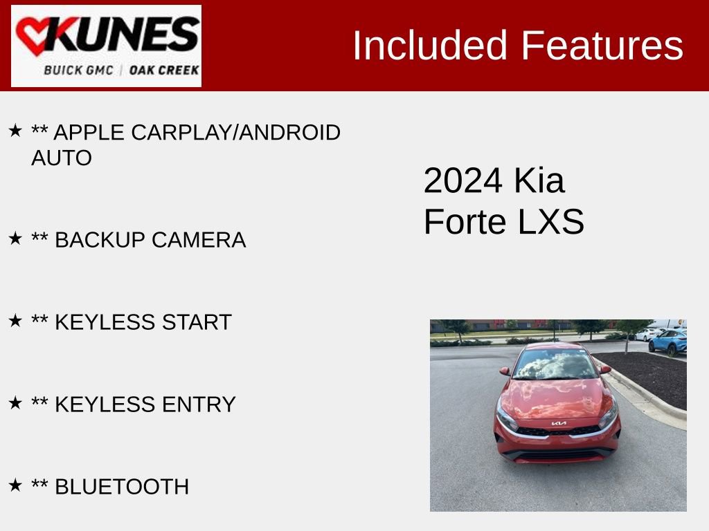 Used 2024 Kia Forte LXS with VIN 3KPF24AD3RE717428 for sale in Oak Creek, WI