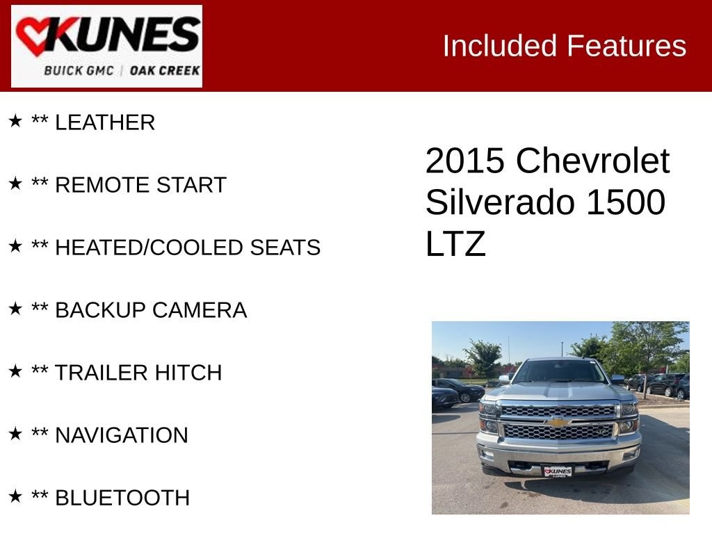 Used 2015 Chevrolet Silverado 1500 LTZ with VIN 3GCUKSEC6FG109688 for sale in Oak Creek, WI