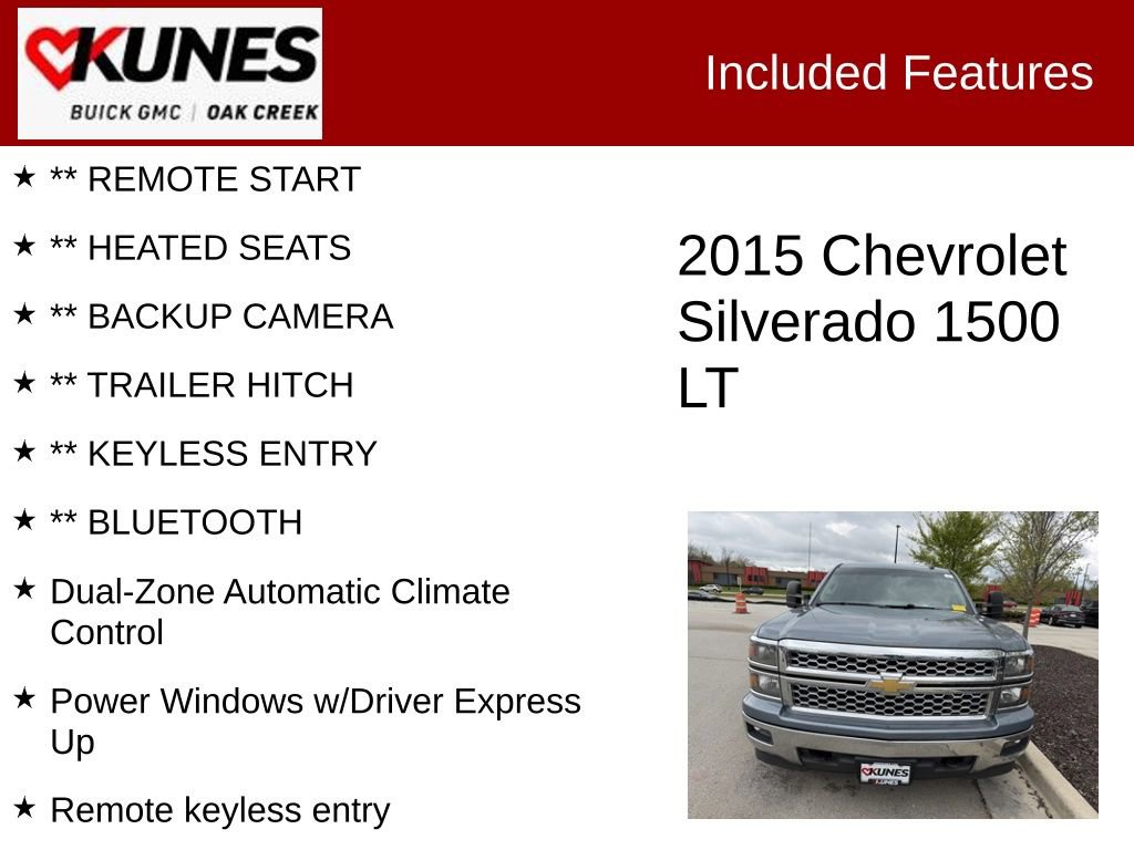 Used 2015 Chevrolet Silverado 1500 LT with VIN 3GCUKREC9FG484208 for sale in Oak Creek, WI