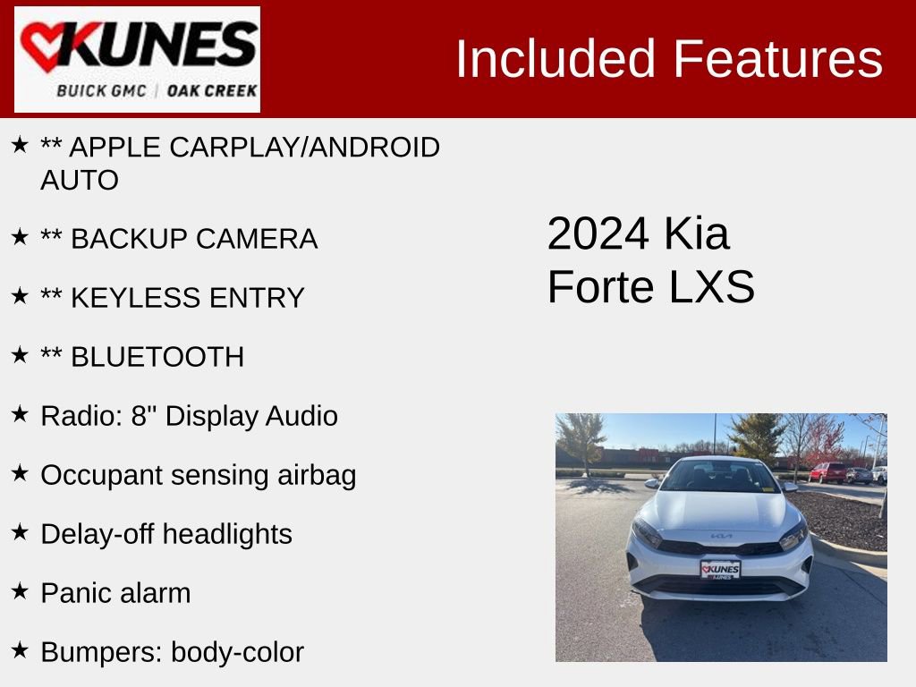 Used 2024 Kia Forte LXS with VIN 3KPF24AD2RE783016 for sale in Oak Creek, WI