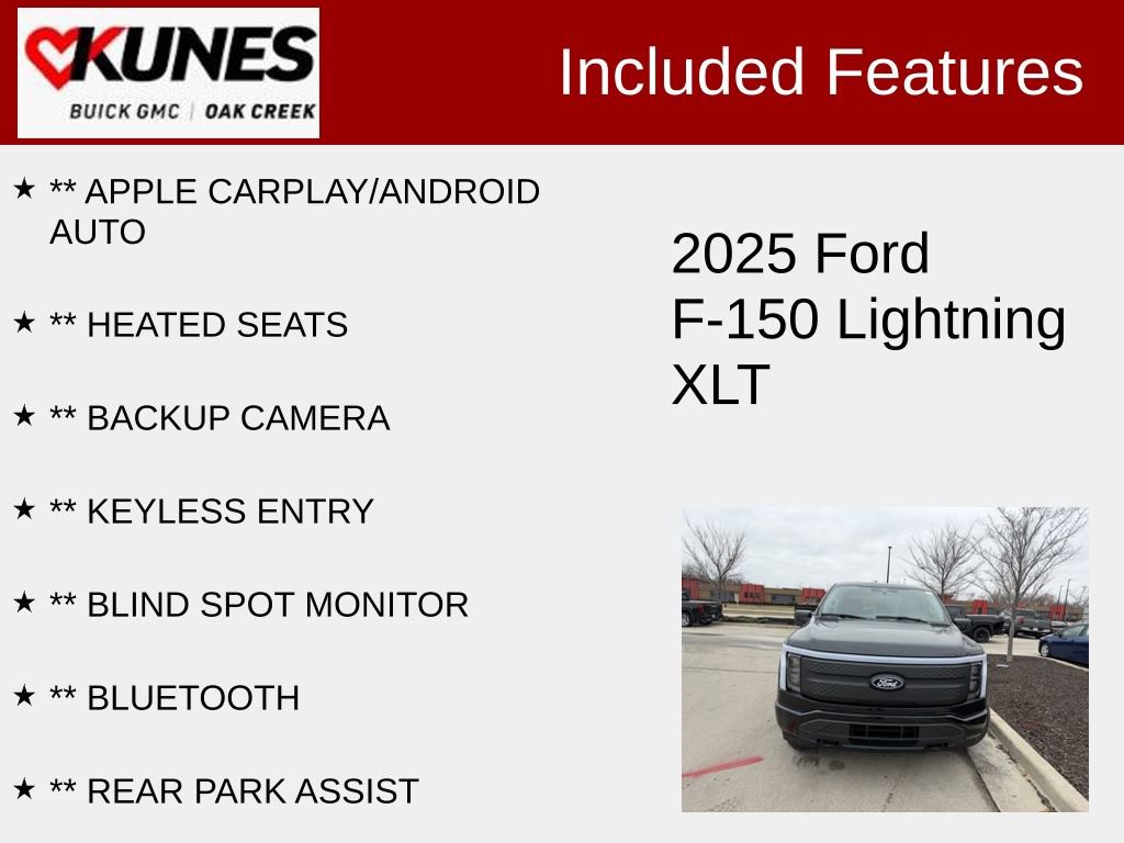 Used 2025 Ford F-150 Lightning XLT with VIN 1FTVW3LK9SWG05394 for sale in Oak Creek, WI