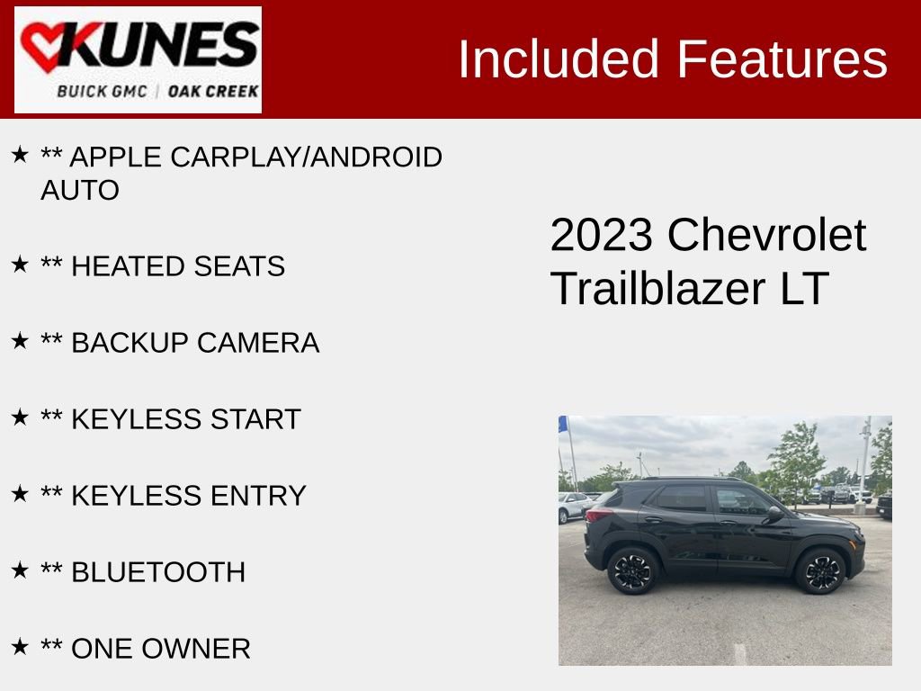 Used 2023 Chevrolet TrailBlazer LT with VIN KL79MPS27PB035312 for sale in Oak Creek, WI