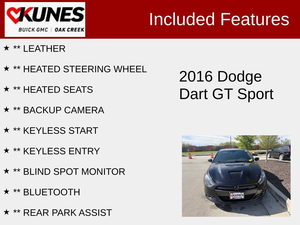 Used 2016 Dodge Dart GT Sport with VIN 1C3CDFGB2GD823354 for sale in Oak Creek, WI